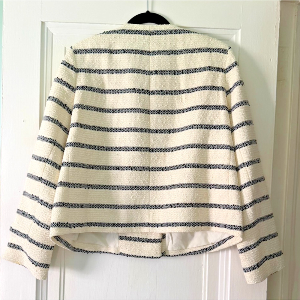 Tuckernuck Navy & Cream Striped Double Breasted Marais Jacket w/ Brass ButtonsXL - Picture 2 of 4